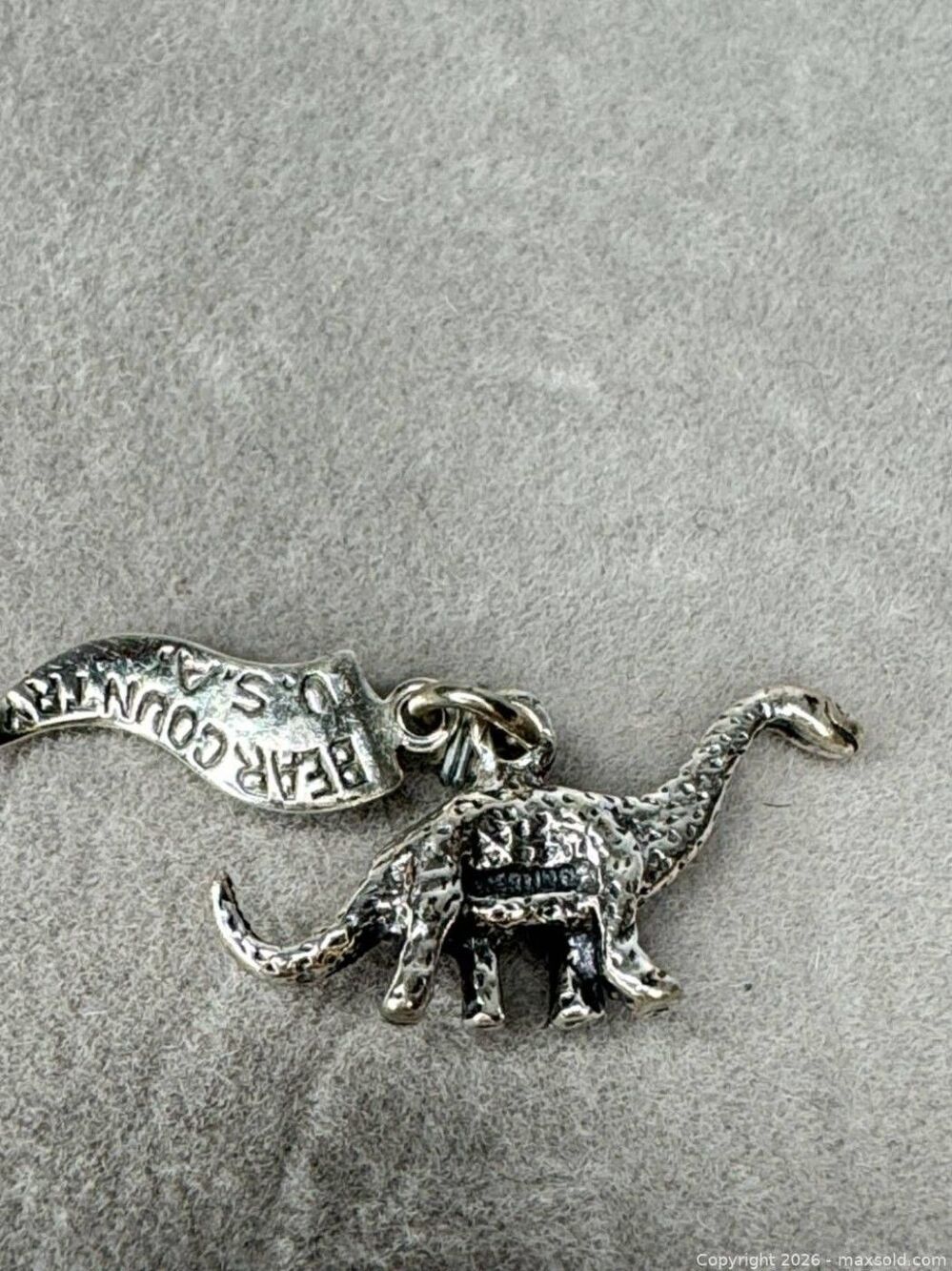 Sterling Silver Bear Country USA Dinosaur Charm Vintage Pendant Brontosaurus